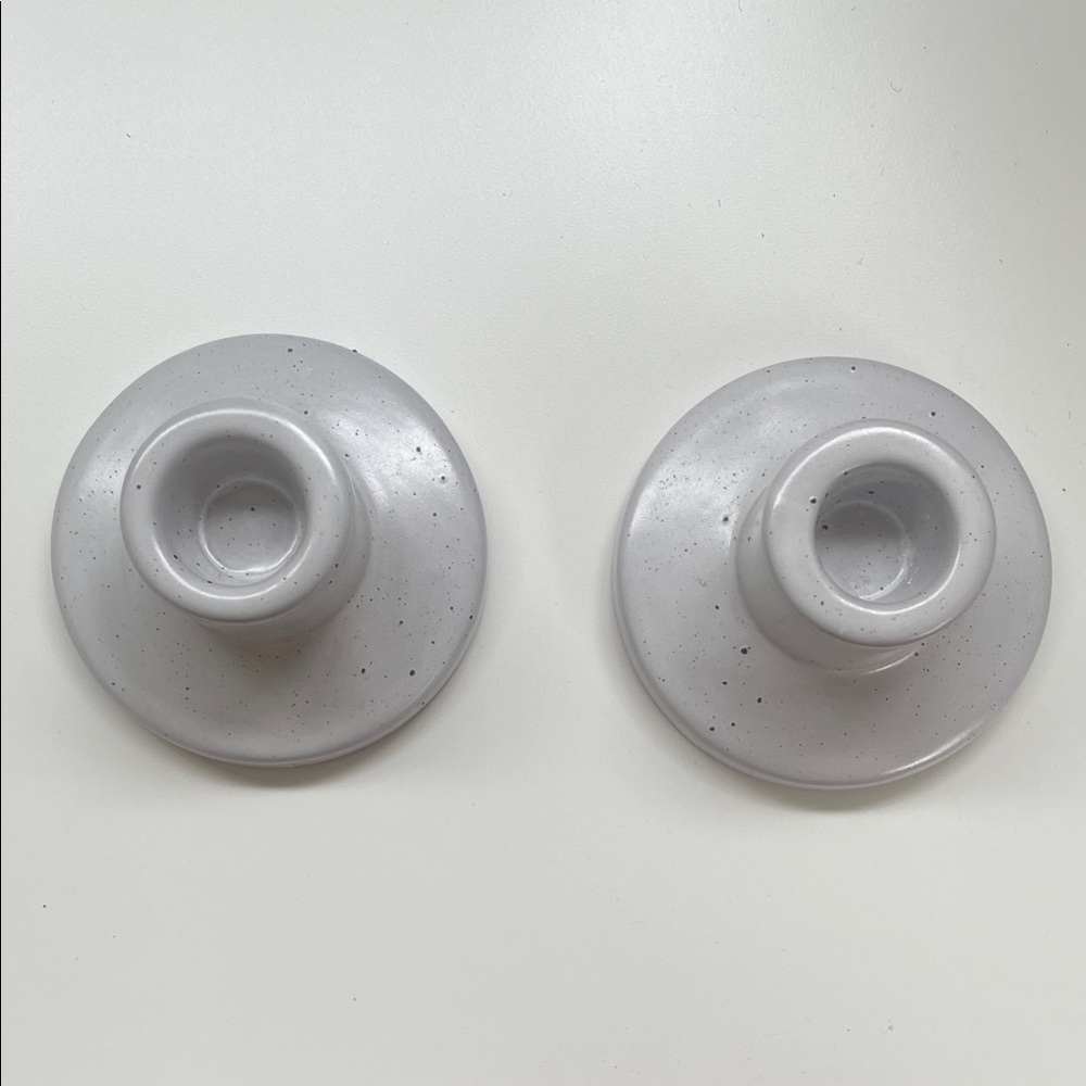 Light Gray Ceramic Candle Holders